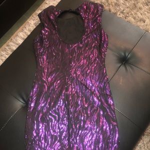 Purple sequin mini dress